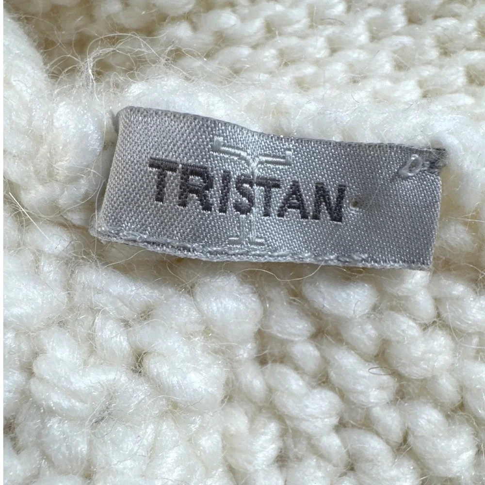 TRISTAN Cream Chunky Knit Infinity Scarf Wool‎ Textured Winter Snood